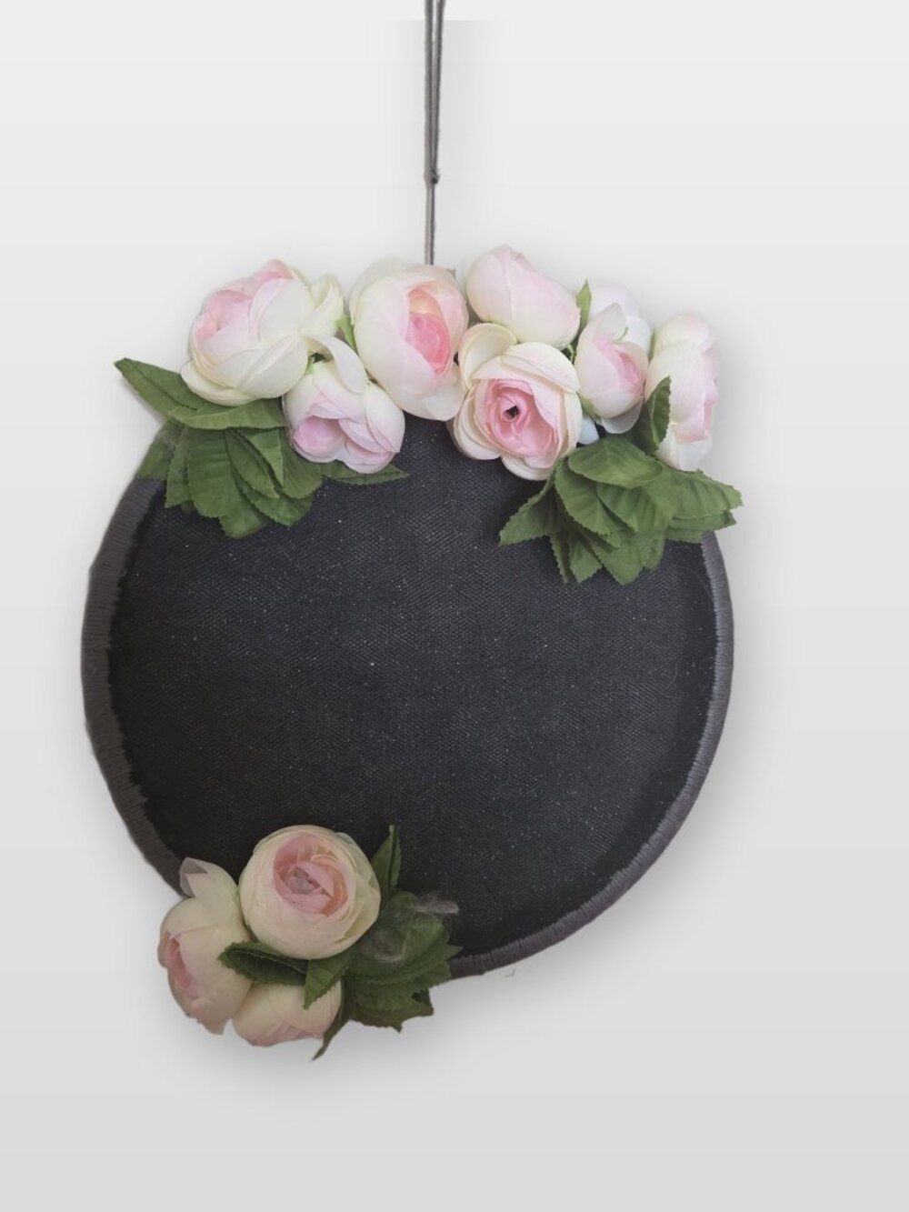 Handmade Black Sparkly Tulle Earring Holder - Floral Embroidery Hoop Organizer